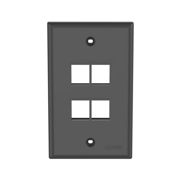 Panduit NK4FNBL Netkey 4 Port Black Faceplate