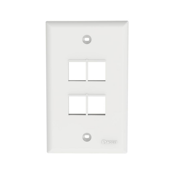 Panduit NK4FNWH Netkey 4 Port White Faceplate