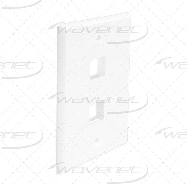 Wavenet FP01PWH 2-Port White Keystone Plate, 25 Pack