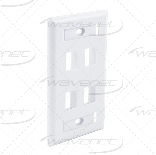 WaveNet 4-Port White Keystone Plate with Labeling, 25 Pack