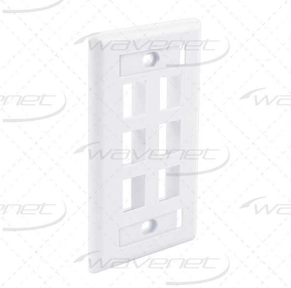 WaveNet 6-Port White Keystone Plate with Labeling, 25 Pack