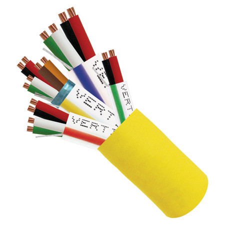 Vertical Cable 22AWG/3Pair Shielded + 18AWG/4Conductor + 22AWG/4Conductor + 22AWG/2Conductor, Stranded Bare Copper Conductors, Yellow, 500Ft Spool