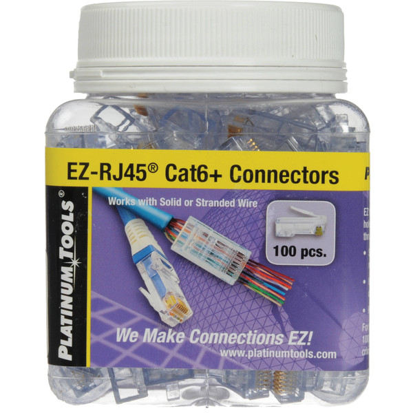 Platinum Tools 202010J EZ-RJ45 Cat6+ Connector, Jar of 100