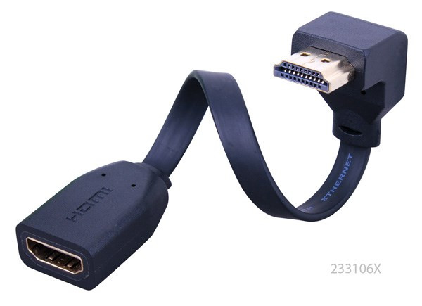 Vanco 233106X Right Angle Flat Bottom Super Flex Flat HDMI High Speed Male to Female Cable