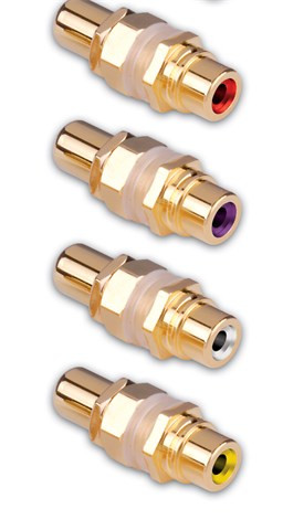 Vanco 280043VLX Gold Plated RCA Jack to RCA Jack Violet Bulkhead Connectors
