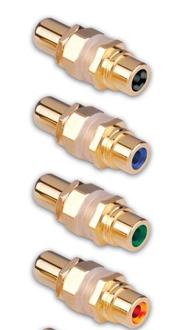 Vanco 280045GNX Gold Plated RCA Jack to RCA Jack Green Bulkhead Connectors
