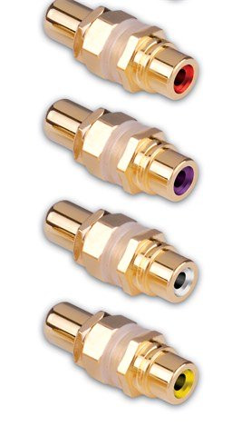 Vanco 280046WHX Gold Plated RCA Jack to RCA Jack White Bulkhead Connectors