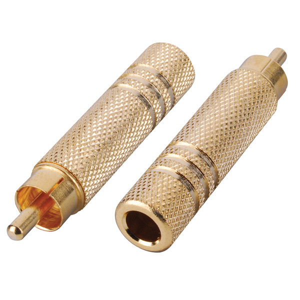 Vanco AD503G Gold Plated RCA Male Plug- 1/4" Mono Jack Adapter