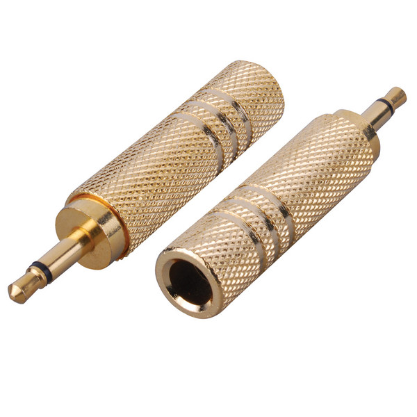 Vanco AD518G Gold Plated 3.5mm Mono Plug- 1/4" Stereo Jack Adapter