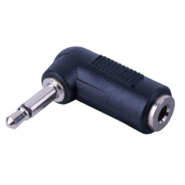 Vanco AD534 Nickel Plated Right Angle 3.5mm Mono Plug to 3.5mm Stereo Jack Adapter