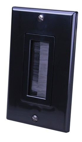 Vanco 120818X Decor Style Brush Bulk Single Black Cable Wall Plate