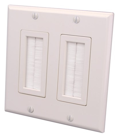 Vanco 120825X Decor Style Brush Bulk Dual Almond Cable Wall Plate