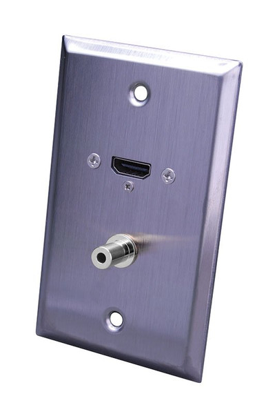 Vanco 120951X Stainless Steel HDMI + 3.5mm Wall Plate