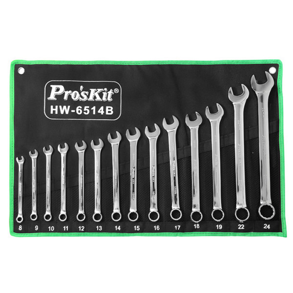 Pro'sKit HW-6514B 14-Piece Metric Combination Wrench Set