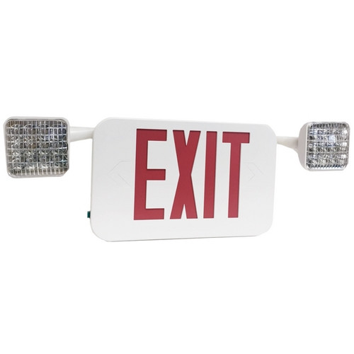 Morris 73470 Self Diagnostic Red LED White Housing LED Square Rotatable Head Combo Exit Emergency Light