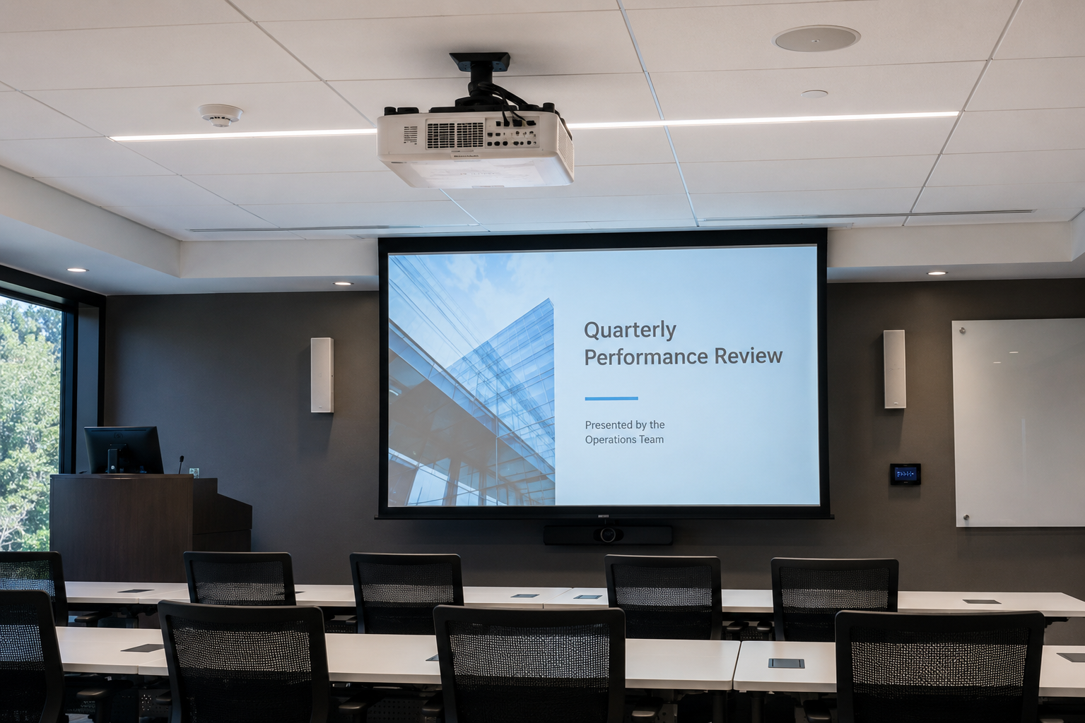 Commercial audiovisual and presentation system installation