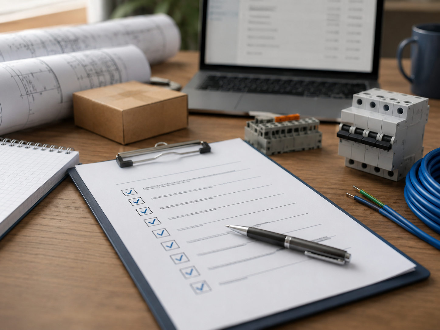 Industrial engineer reviewing a control panel bill of materials