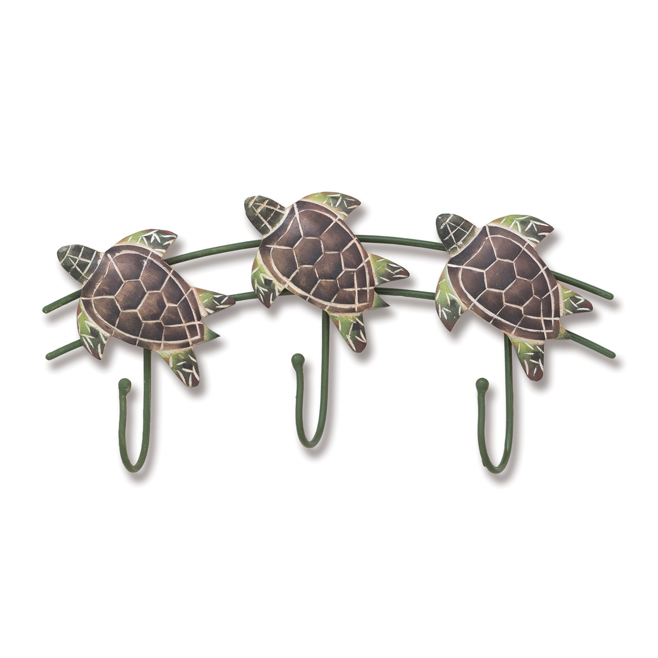 Sea Turtles Triple Hooks Hand Carved Wood CW060