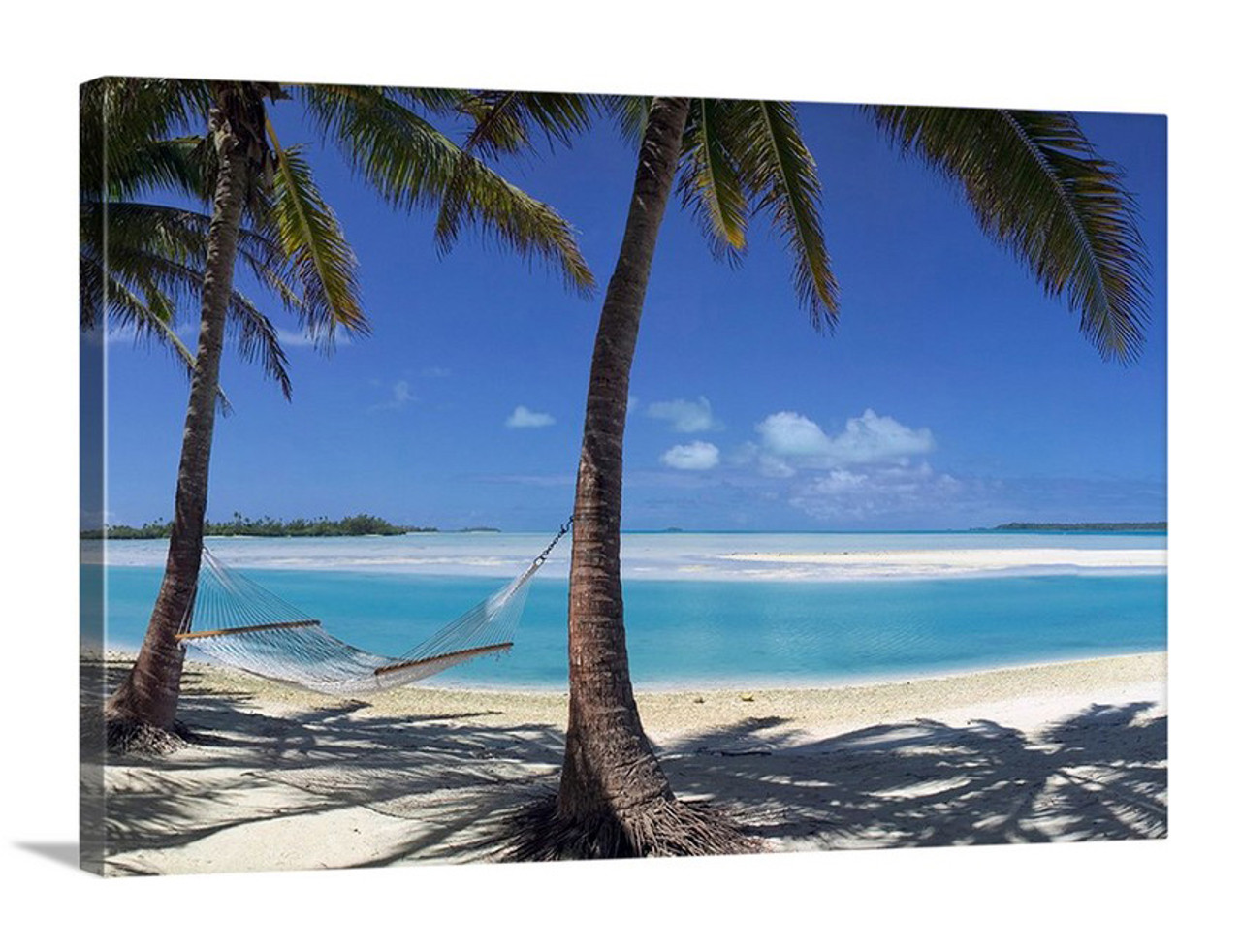 Canvas Prints Wall Art - Tropical Palm Trees and Hammock Near The Sea - 24  x 36