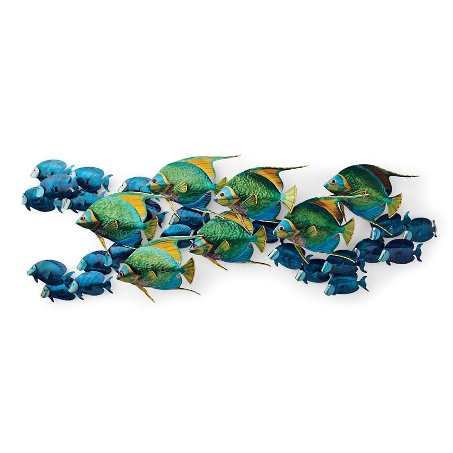 Angelfish with Blue Tangs Metal Wall Sculpture CO132