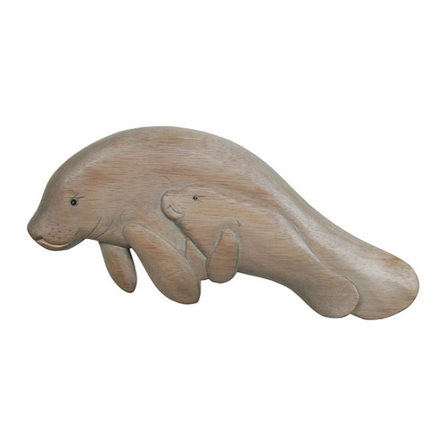 Manatee and Baby Wooden Panel