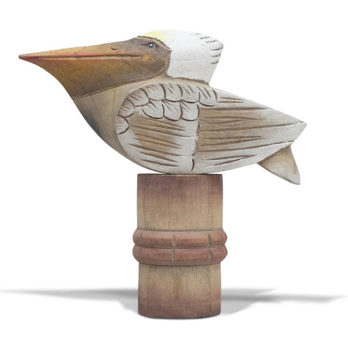 Hand Carved Wooden Pelican on Piling C013