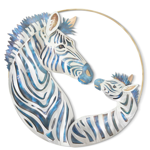 Zebra Mom and Foal Stainless Wall Art MM711