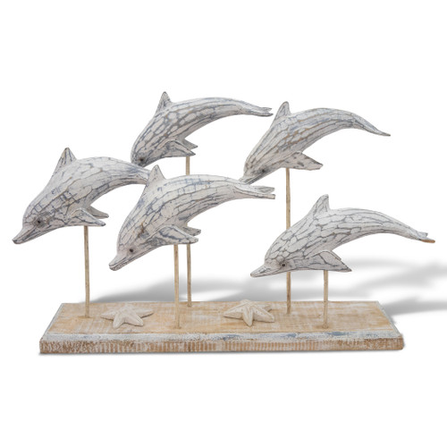 School of Dolphins Wood Hand Carved C209