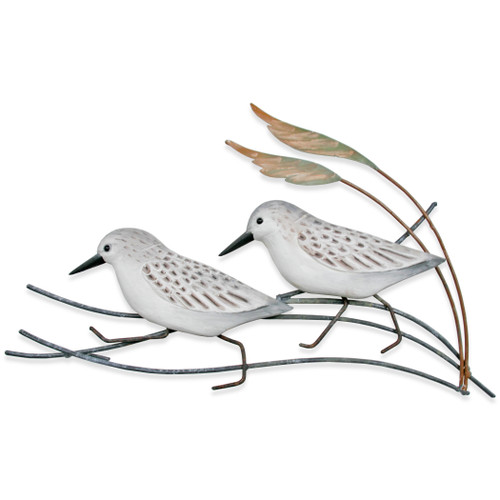 Wooden Sanderling Pair - Metal Wall Art