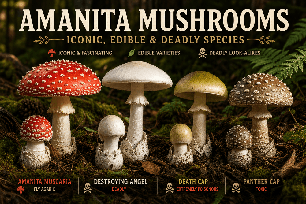 Amanita Mushrooms: Iconic, Edible & Deadly Species