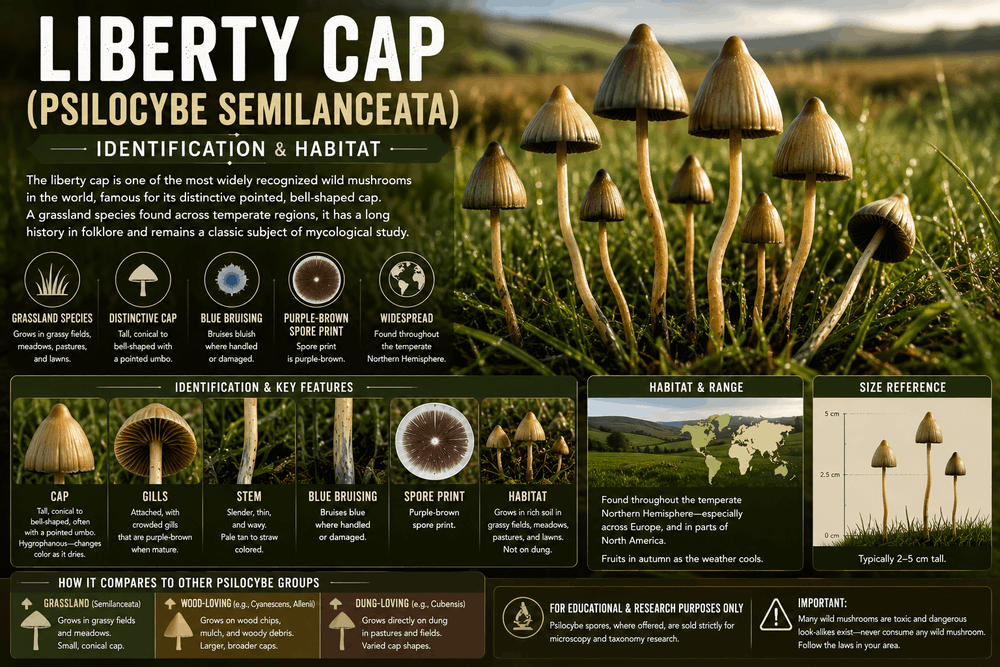 Liberty Cap (Psilocybe Semilanceata): ID & Habitat