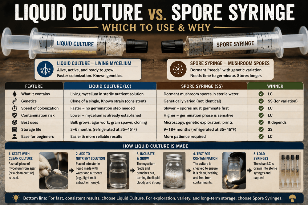 Liquid Culture vs. Spore Syringe: Which to Use & Why
