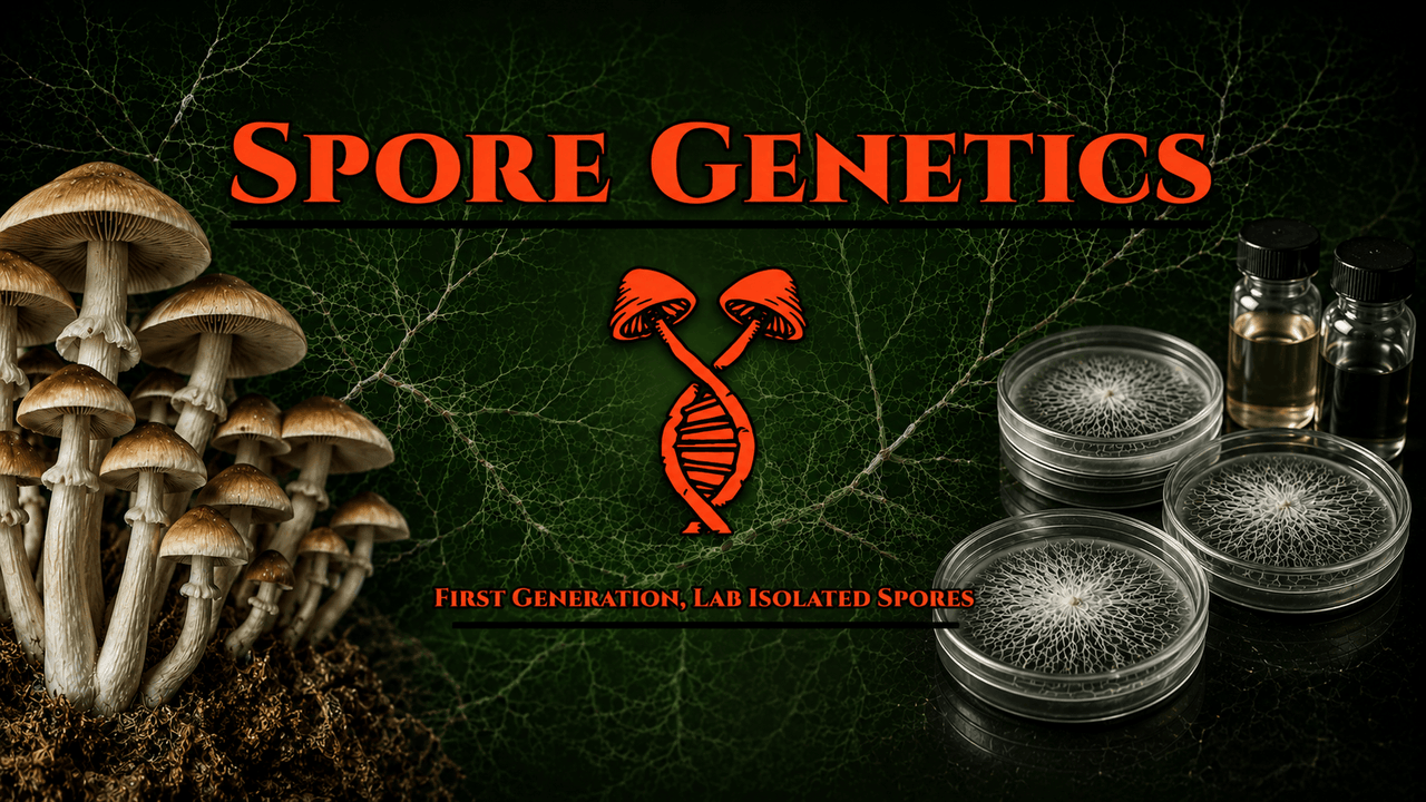 Spore Genetics lab grade mushroom genetics, liquid cultures, and first generation lab isolated spores
