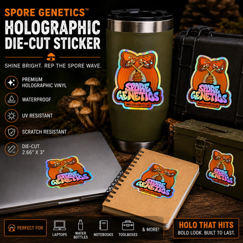 Spore Genetics Holographic sticker product showcase