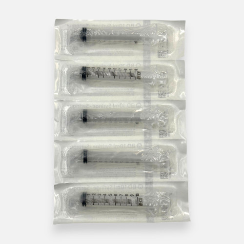 Sterile Syringes Luer Lock Tip 10cc 5-Pack