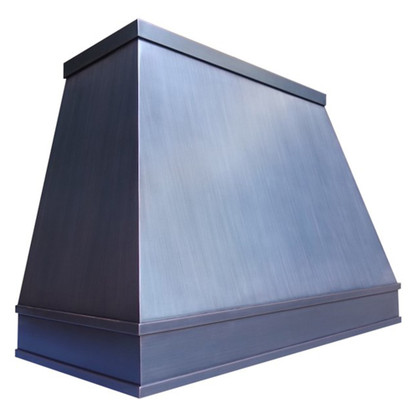 Columbus Bloom Range Hood: A handcrafted metal pyramid-shaped range hood that celebrates clean sophistication with square trim detailing. Custom-made with Artisanal Craftsmanship to be the culinary centerpiece of your kitchen.