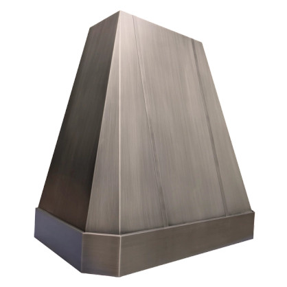 Azusa Bloom Range Hood: A handcrafted metal pyramid-shaped range hood that blends sleek, minimalist design with expert craftsmanship. Custom-made with Artisanal Craftsmanship to be the culinary centerpiece of your kitchen.
