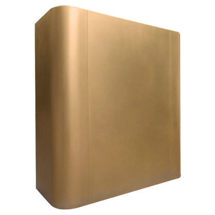 Catalina Bloom Range Hood: A handcrafted metal box-shaped range hood that offers luxury with smooth, rounded edges and sophisticated presence. Custom-made with Artisanal Craftsmanship to be the culinary centerpiece of your kitchen.