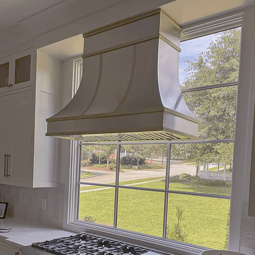 Berkeley Stainless Steel with Brass Straps Custom Metal Range Hood