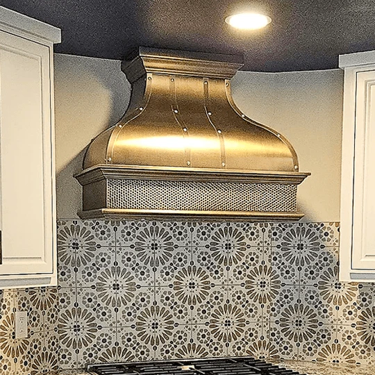 Bella Hammered Apron with Natural Brass Custom Brass Range Hood