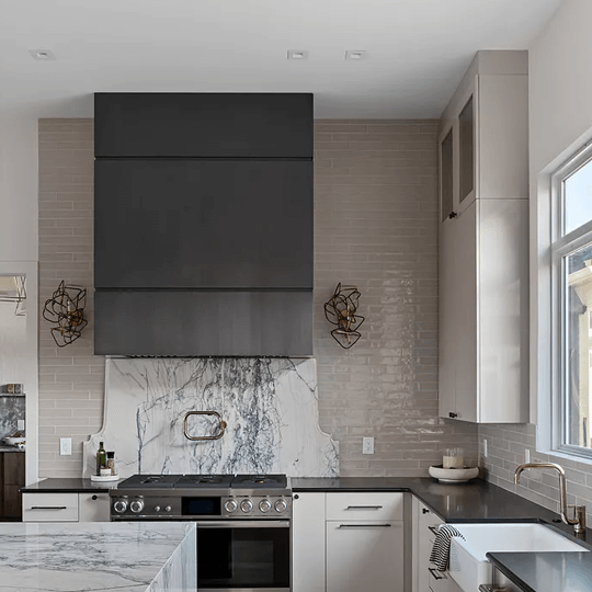 Minneapolis Gunmetal with Recessed Trims Custom Range Hood