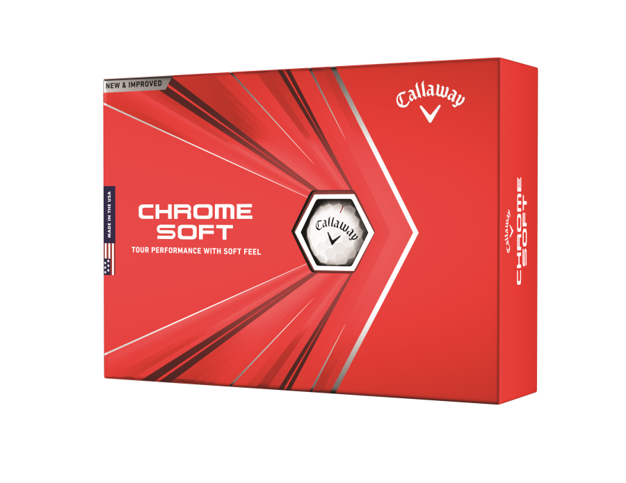 Callaway Chrome soft golf ball box product image for feature section