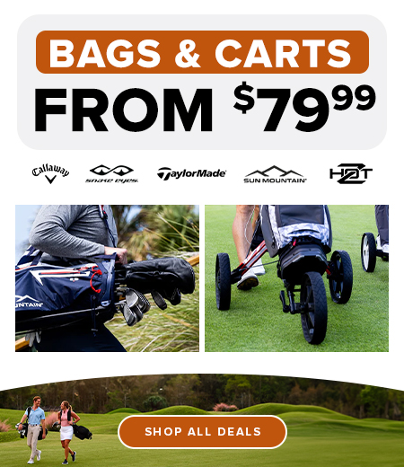 Golf Bags And Push Carts Starting At $79.99! Shop Now!