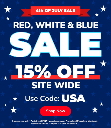 15% Off Site Wide For The 4th Of July! Save Huge with Big Discounts On Golf Clubs, Bags, Golf Shoes, and Apparel! Shop Now!