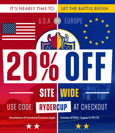 20% Off Site Wide for the Ryder Cup! Save HUGE On Golf Clubs, Golf Bags, Apparel, and MORE!