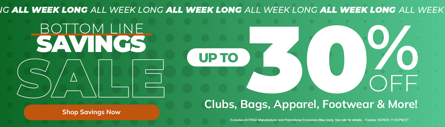 Up To 30% Off! Save Huge with Big Discounts On Golf Clubs, Bags, Golf Shoes, and Apparel! Shop Now!