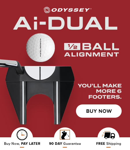New & Pre-Owned Odyssey Golf Putters and More at Rock Bottom Golf brand page - mobile image