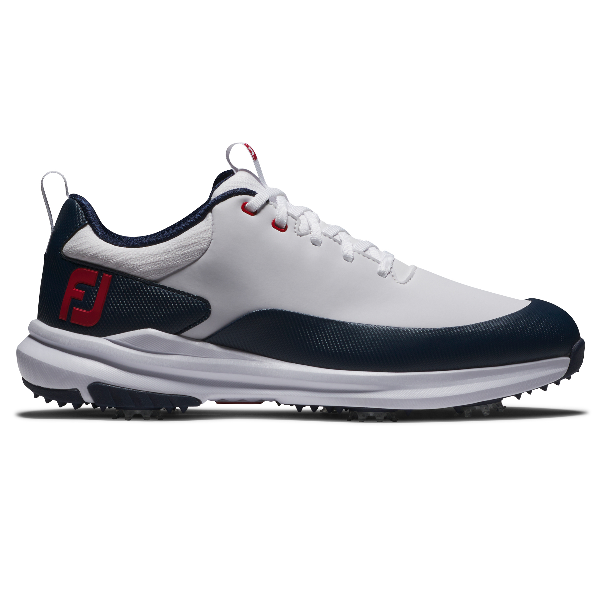 FootJoy Men's Tour Rival Golf Shoes, Size 10, White/Navy/Red