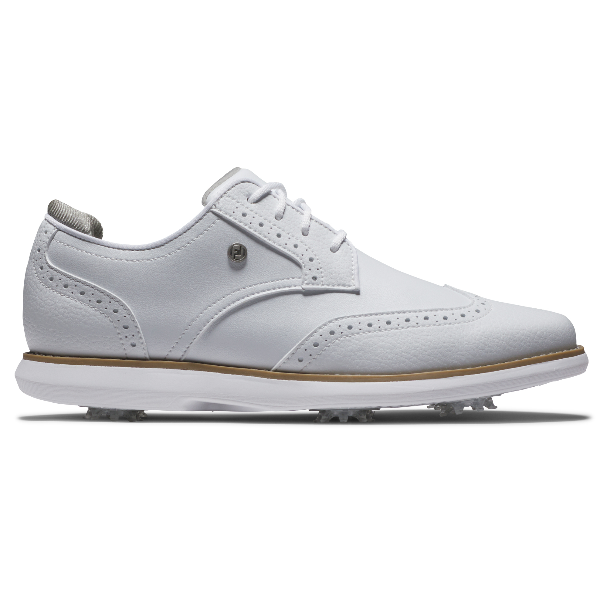 FootJoy Women's Wing Tip Traditions Spiked Golf Shoes, Size 6.5, White/White/White