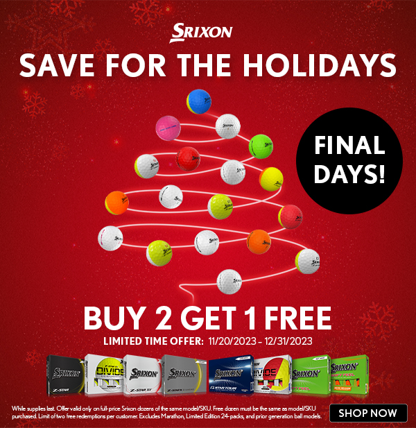 HOLIDAY SAVINGS! Srixon Buy 2, Get 1 FREE Golf Balls - Buy NOW!